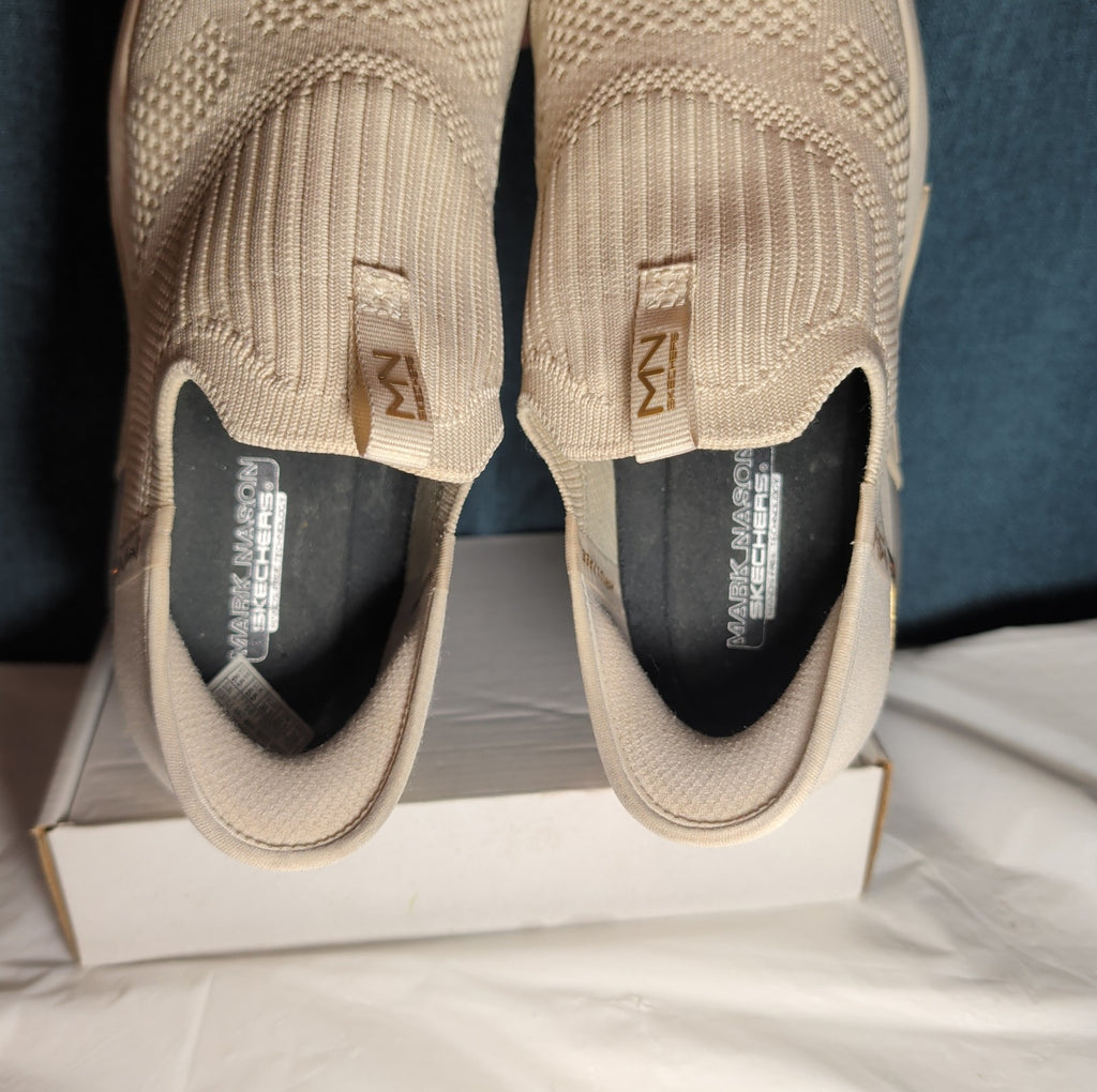 Skechers Mark Nason Slip Ins Wedge Crescent Taupe Knit Sneaker