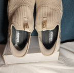 Skechers Mark Nason Slip Ins Wedge Crescent Taupe Knit Sneaker