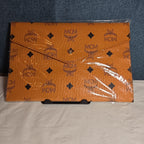 MCM Visetos Envelope Pouch Cognac Monogram Beauty Clutch NIB 200838