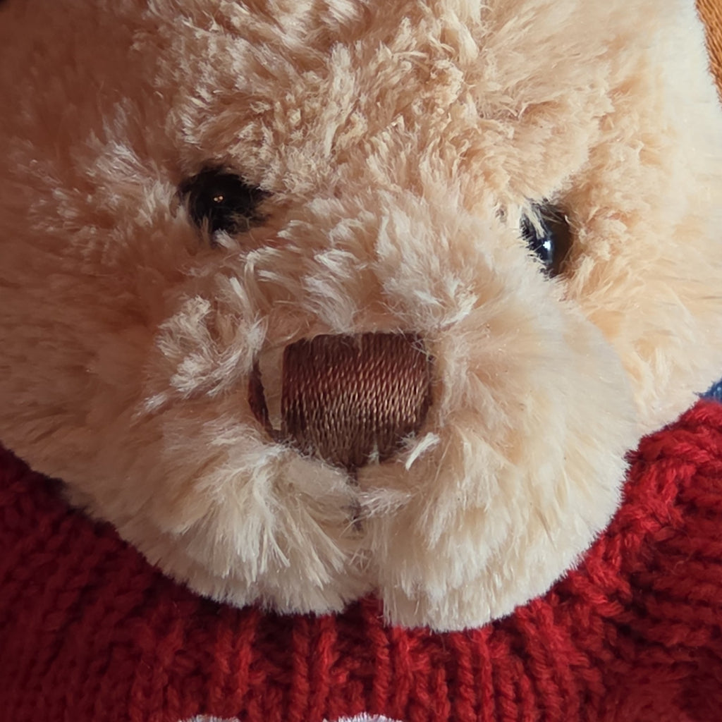 Avon 2010 Teddy Bear Plush Red Knit Heart Sweater Tan 9" Valentine