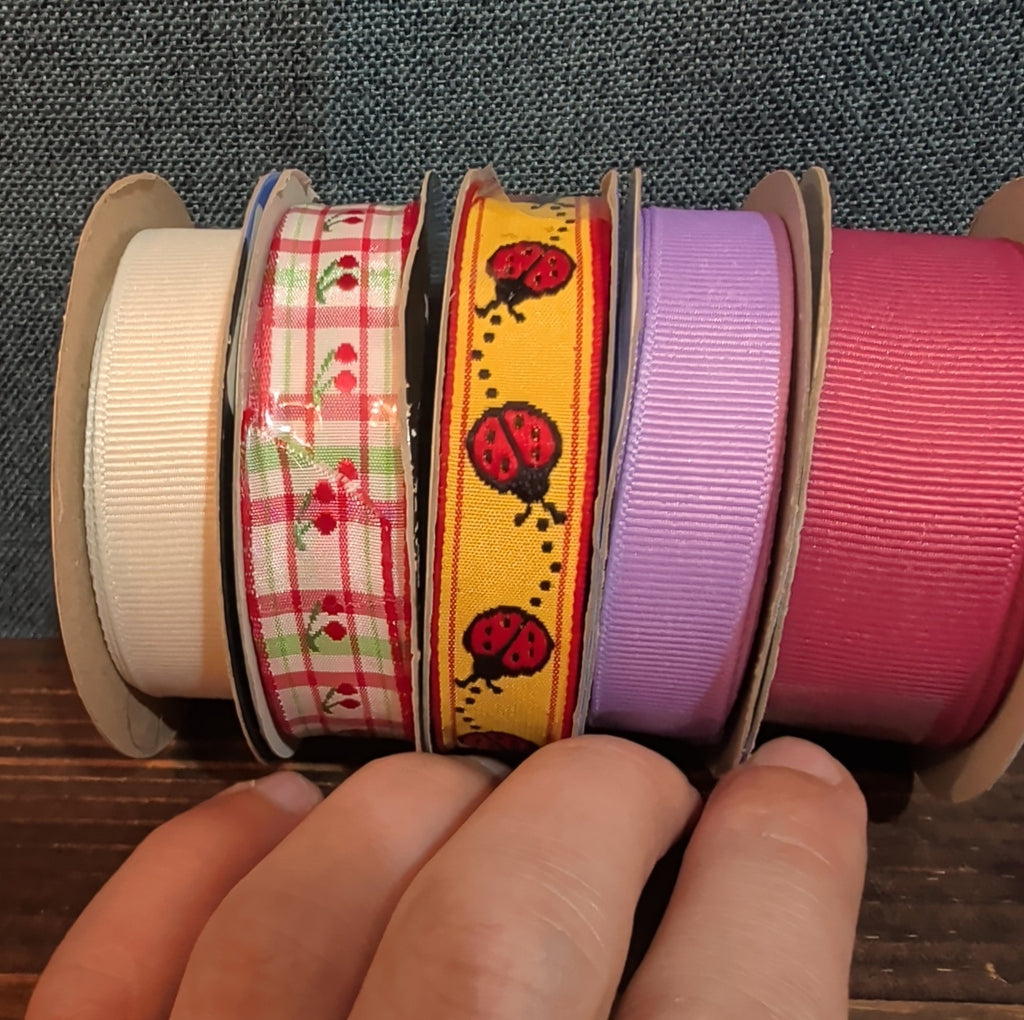 Offray Ribbon Lot 5 Ladybug Cherry Solid Spring Craft Destash