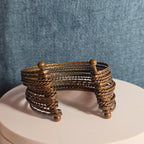 Brassy Color Dingle Hingled Bracelet Unmarked  14 Layers Dingle Together