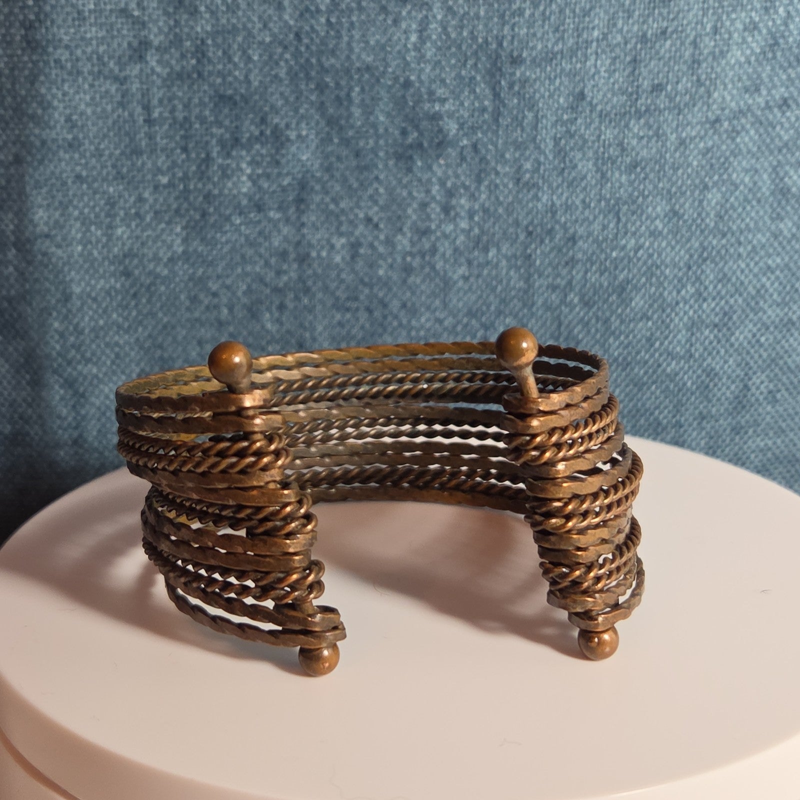 Brassy Color Dingle Hingled Bracelet Unmarked  14 Layers Dingle Together