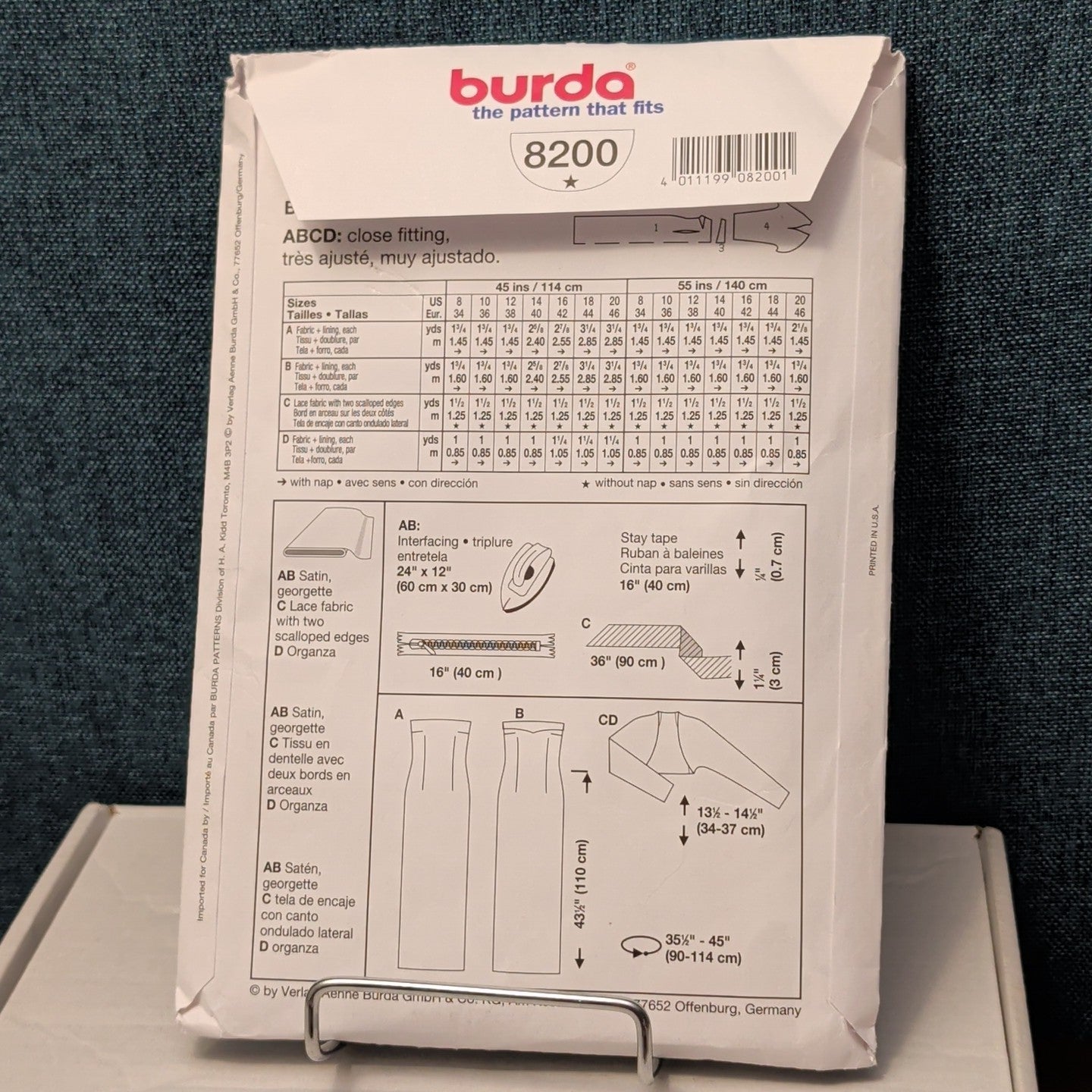 BURDA 8200 Misses Strapless Evening Gown Pattern | Wedding Dress Sz 8-20 UNCUT