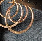 Double Hoop 925 Sterling Silver Textured Y2K