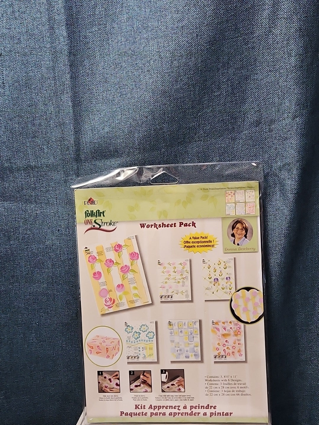 Set of 3 FolkArt One Stroke Painting Worksheet Packs | Flowers #4219 | Reusable