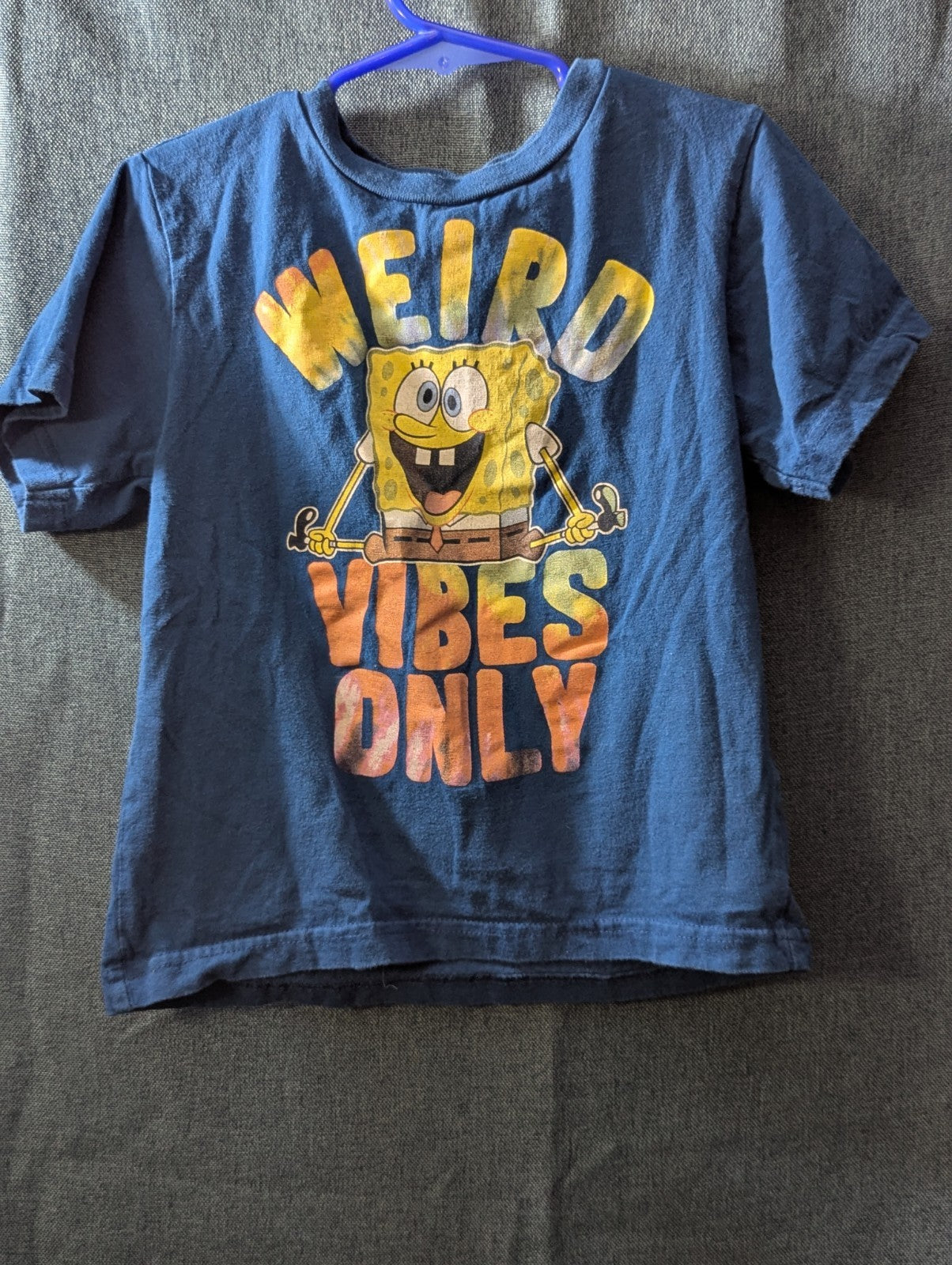Nickelodeon SpongeBob SquarePants Shirt Boys Size 6 Weird Vibes Only Blue Tee