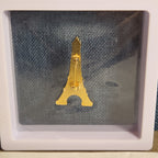 Paris Eiffel Tower Enamel Metal Brooch Vintage Pin