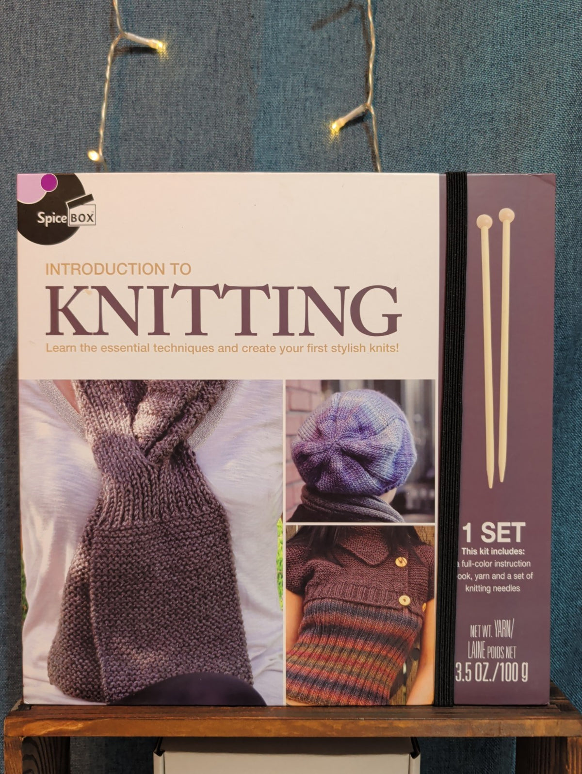 SpiceBox Intro To Knitting Learn To Knit Craft Kit Bamboo Needles