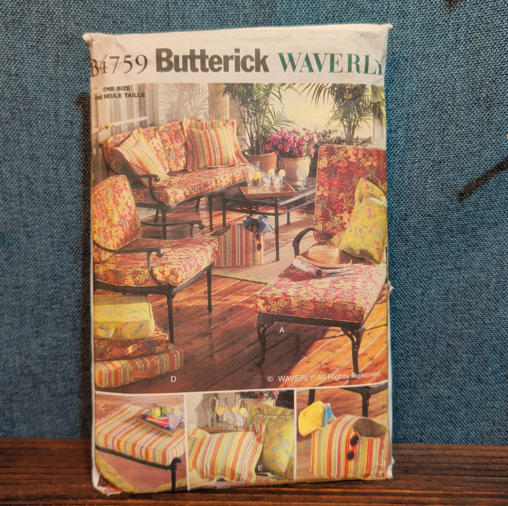 Butterick 4759 Waverly Patio Furniture Cushion Pattern DIY Home Uncut B4759