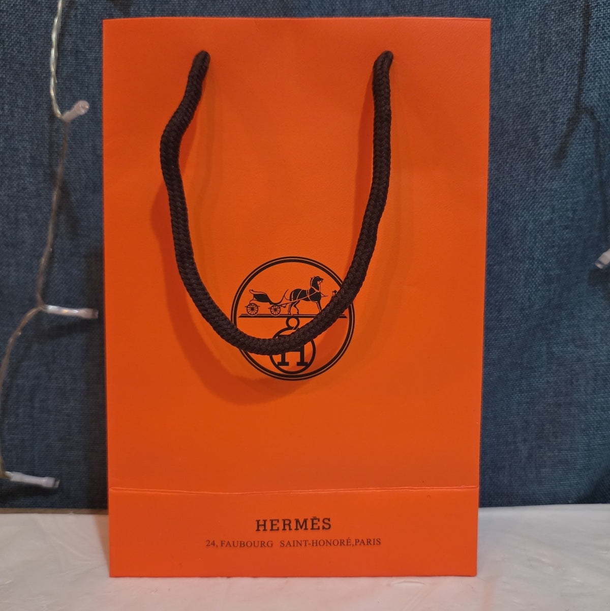 Hermes Small Orange Shopping Bag Authentic Paper Gift Tote Luxury Decor