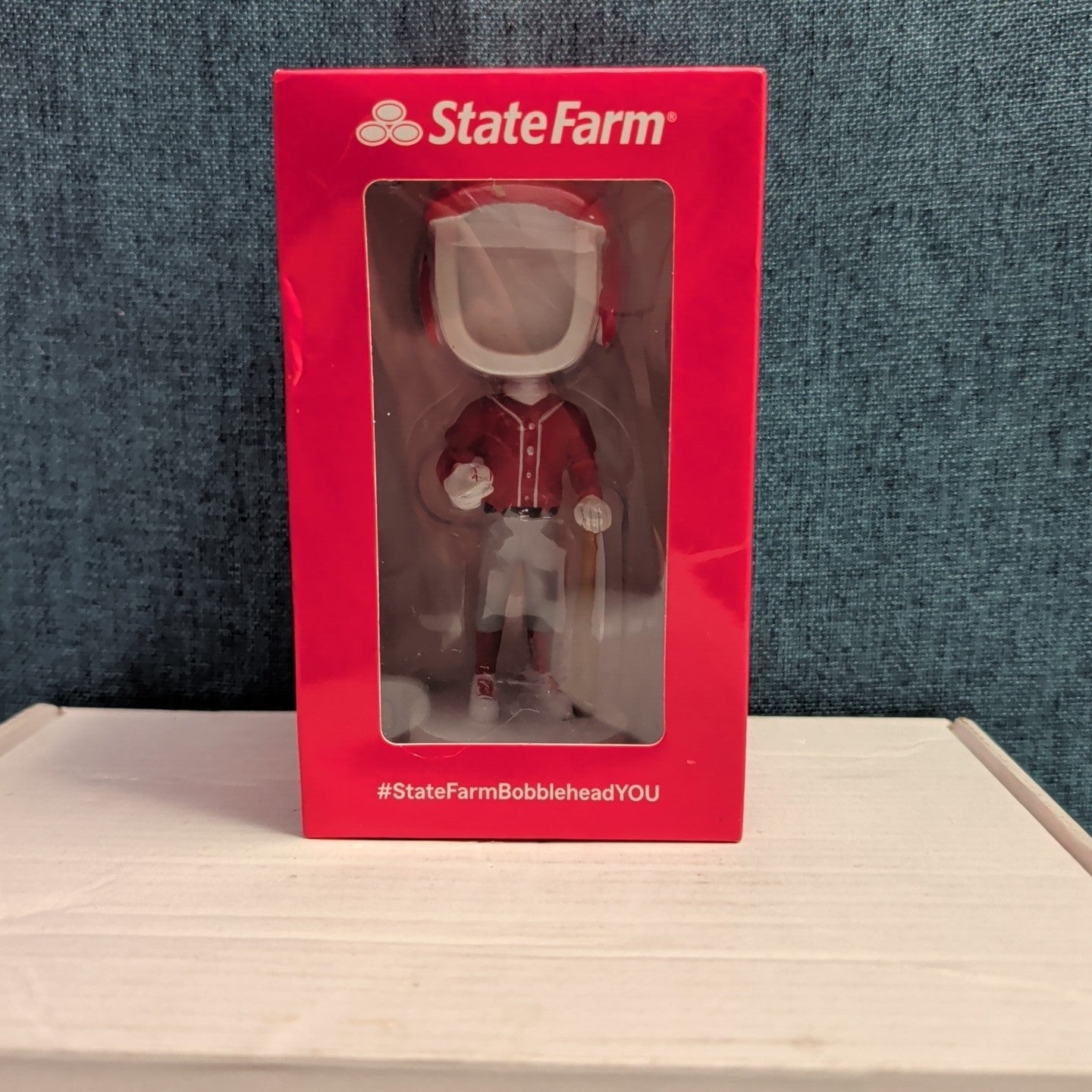 State Farm Bobblehead YOU! Baseball Player Figure Red Uniform HTF Promo NEW Box