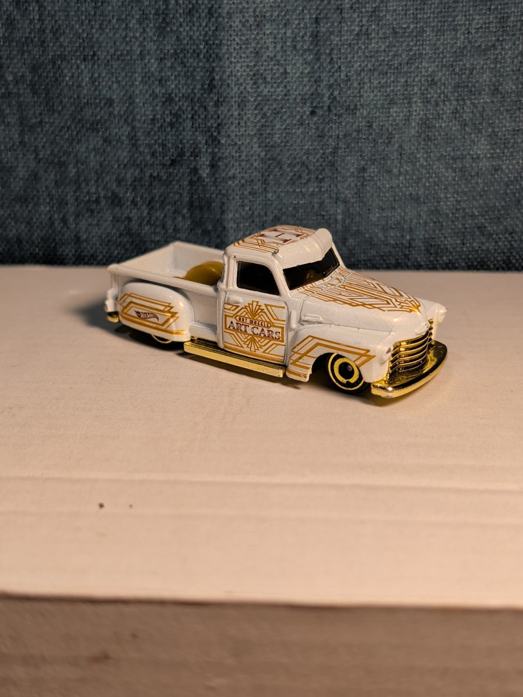 Hot Wheels La Troca | 2021 HW Art Cars White & Gold Lowrider Truck | Loose