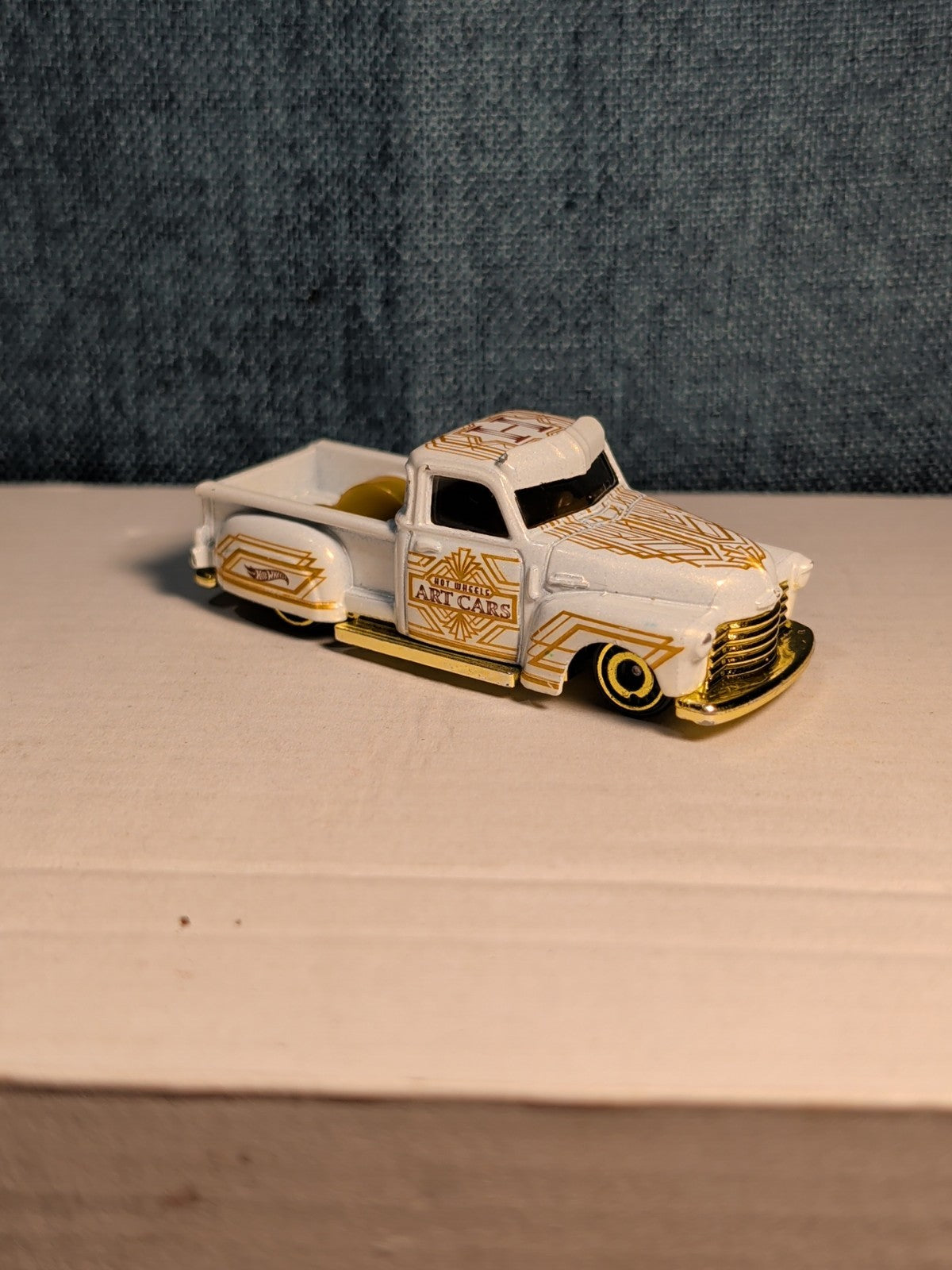 Hot Wheels La Troca | 2021 HW Art Cars White & Gold Lowrider Truck | Loose