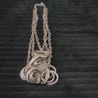NY Collection Silver Tone Triple Chain Rhinestone Ring Cluster Necklace