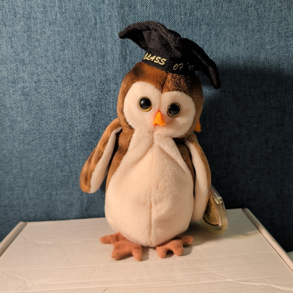 Wise TY Beanie Baby Owl Class of 1998 Graduation Gift MWMT with Tag Protector