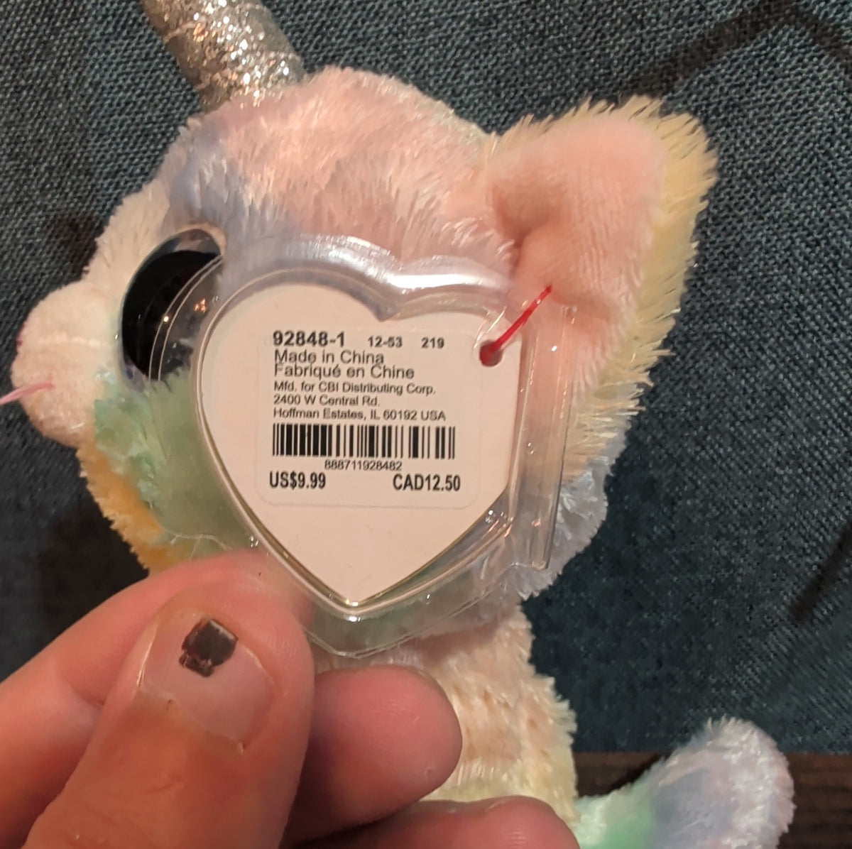 Ty Beanie Boos Heather Uni-Kitty 6" Plush Pastel Rainbow