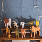Farm Animals 9Pc Lot Plastic Horses Cows Vintage Style P