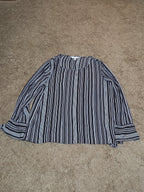 Counterparts Striped Blouse Women XL Black White Long Sleeve Top