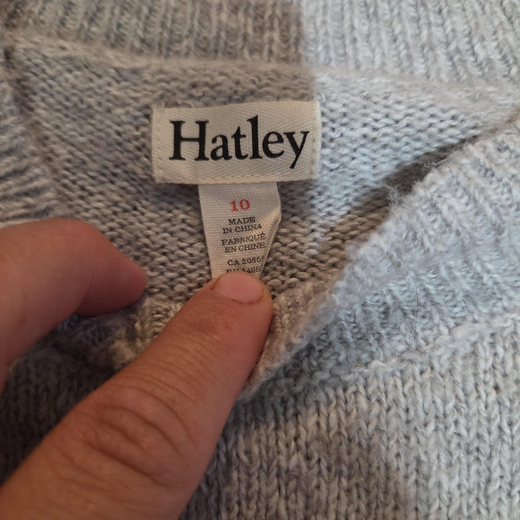 Hatley Girls Reindeer Knit Dress Size 10 Holiday Winter Sparkly Grey