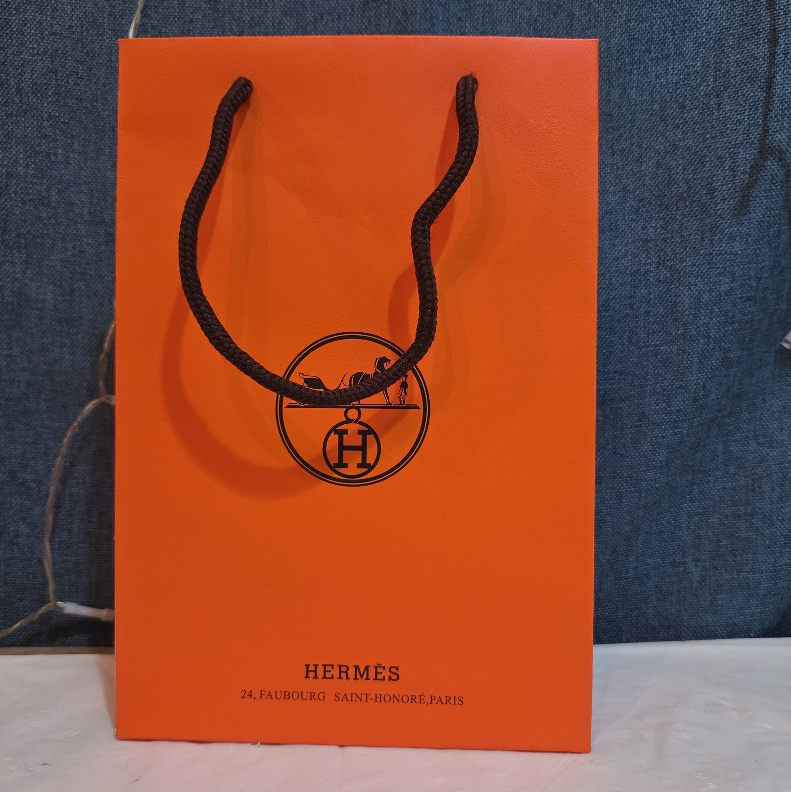 Hermes Small Orange Shopping Bag Authentic Paper Gift Tote Luxury Decor