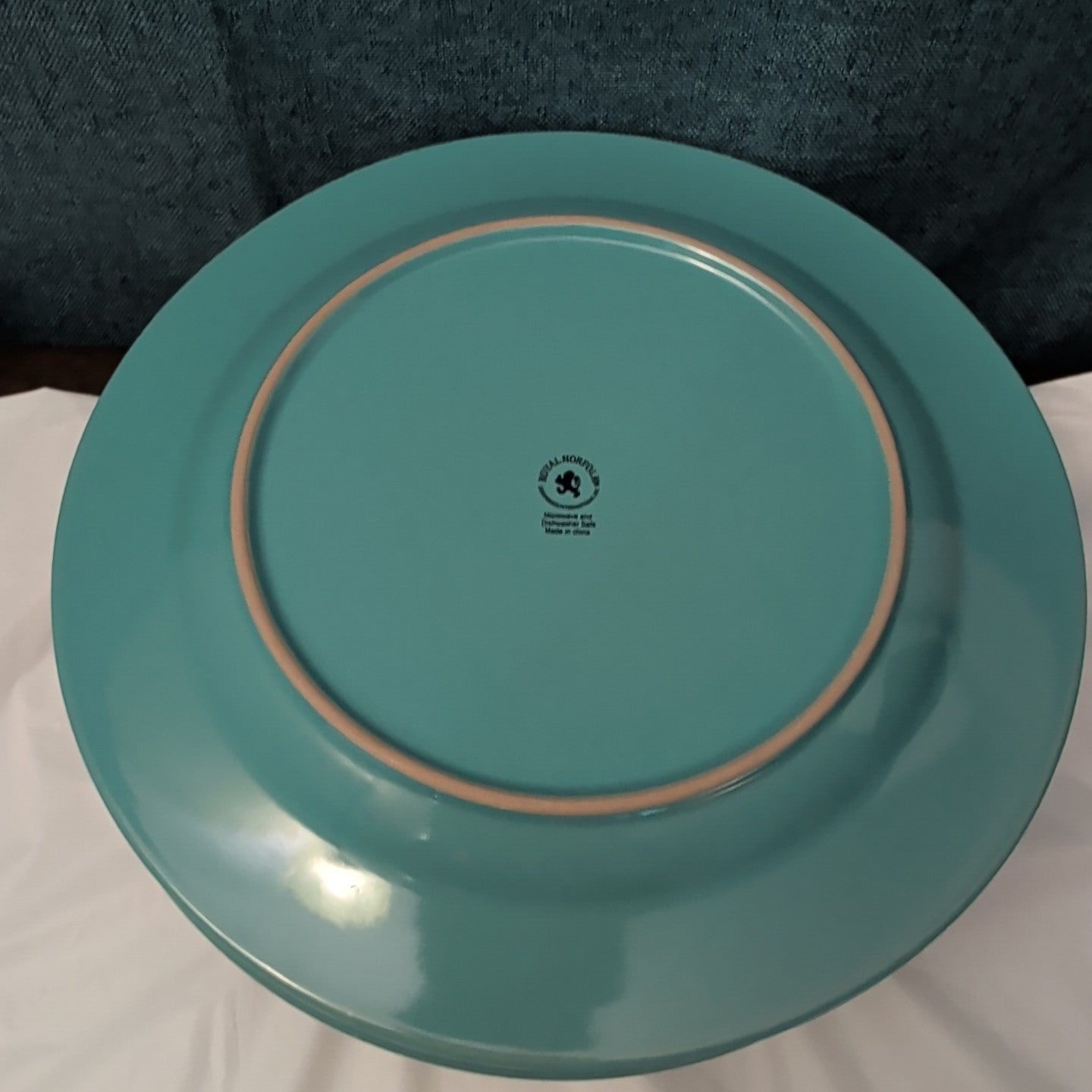 Set of 4 Royal Norfolk Dinner Plates Turquoise Teal Blue Scrolls Rim 10.5"