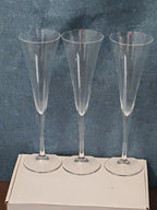 Set of 3 Tall Champagne Flutes | 9.5" Trumpet Shape | Elegant Clear Glass