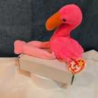 TY Beanie Baby - PINKY the Pink Flamingo (10 inch) - MWMTs Stuffed Animal Toy