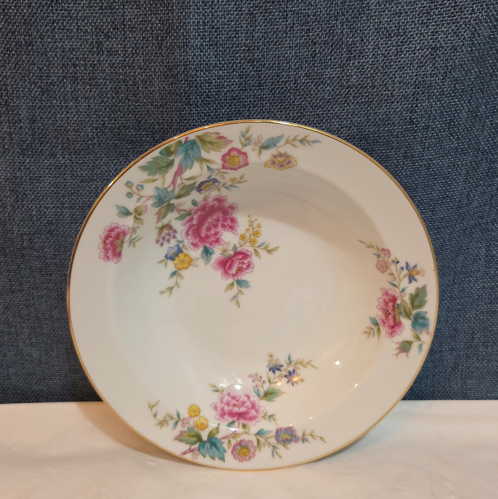Noritake Peony 5053 China 7.5" Soup Bowl Floral Gold Rim Vintage