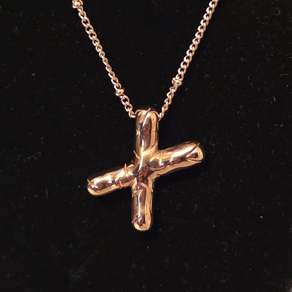 Pixie The Penguin Letter X Necklace Rose Gold Tone Puffy Coquette NIB