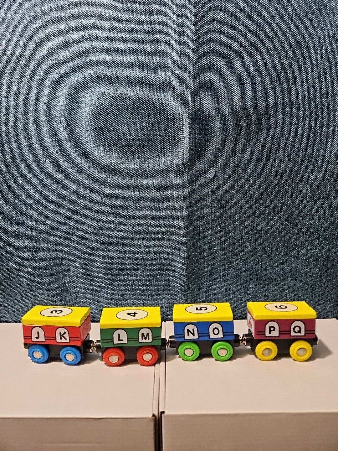 Wooden Magnetic Train Set 13 pc | Alphabet Letters A-Z & Numbers 0-10