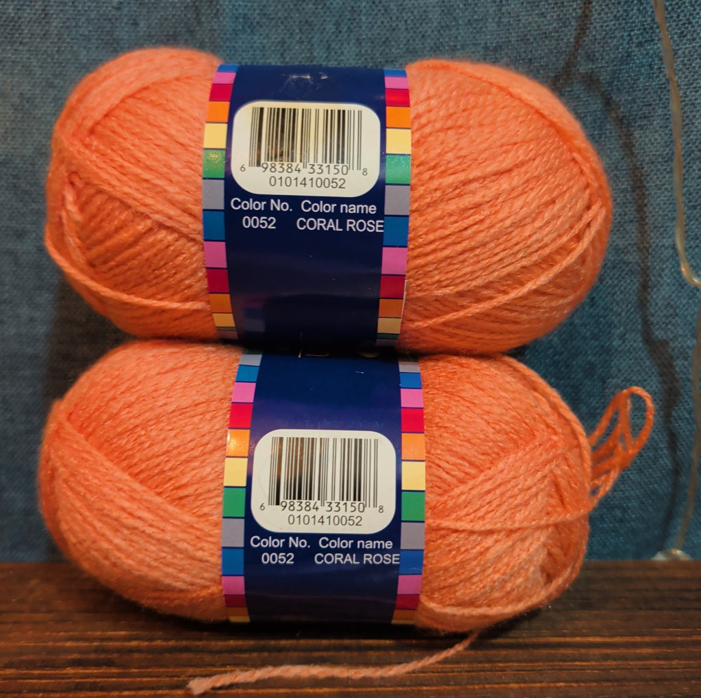 Herrschners Afghan Yarn 2 Ply Coral Rose Acrylic 2 Skein