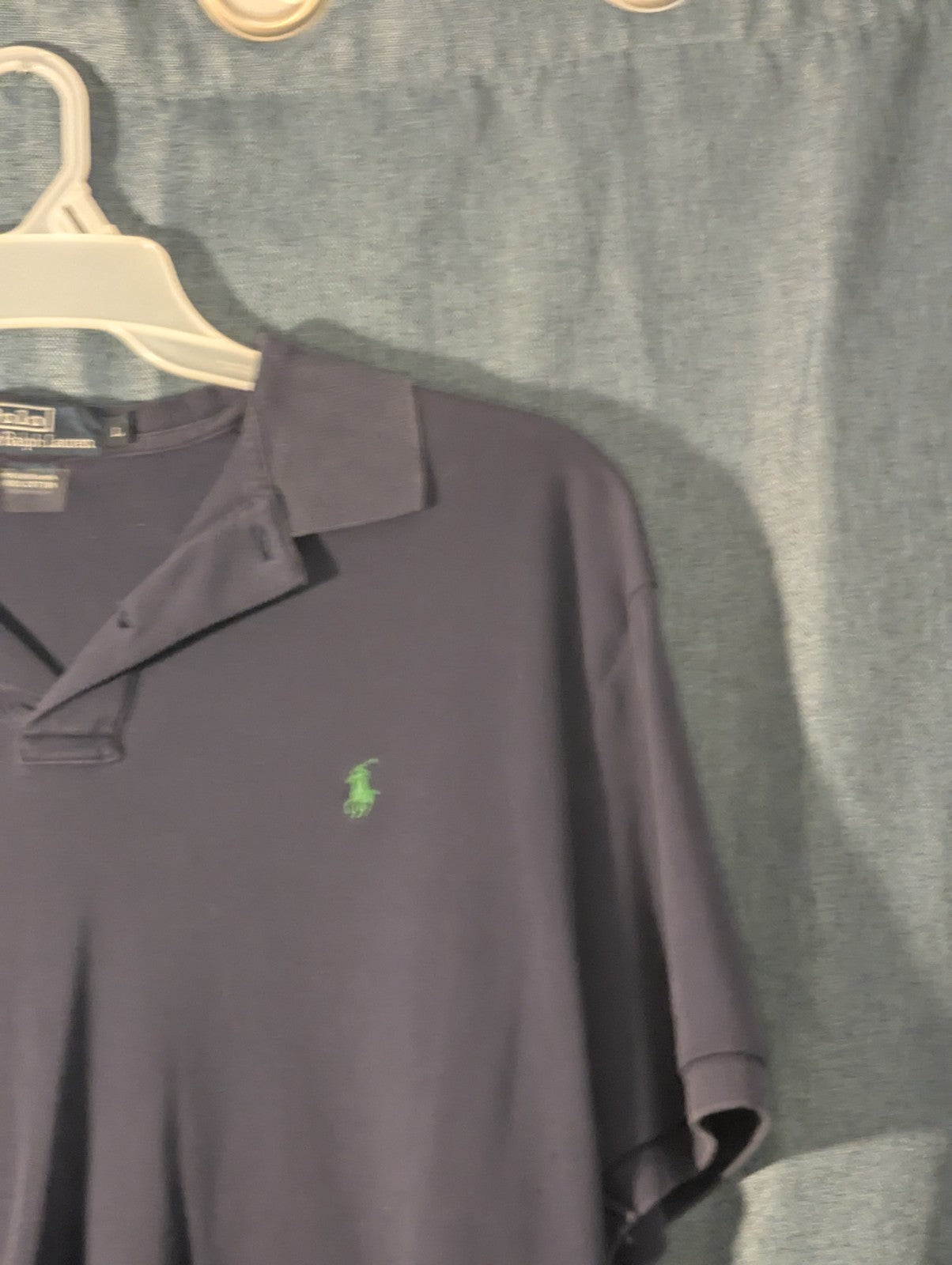 Vintage 90s Polo Ralph Lauren Shirt Men's L Navy Blue Green Pony Logo
