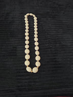 Vintage Cream Lucite Bead Necklace Graduated Flat Oval Disc Chain 32" No Clasp