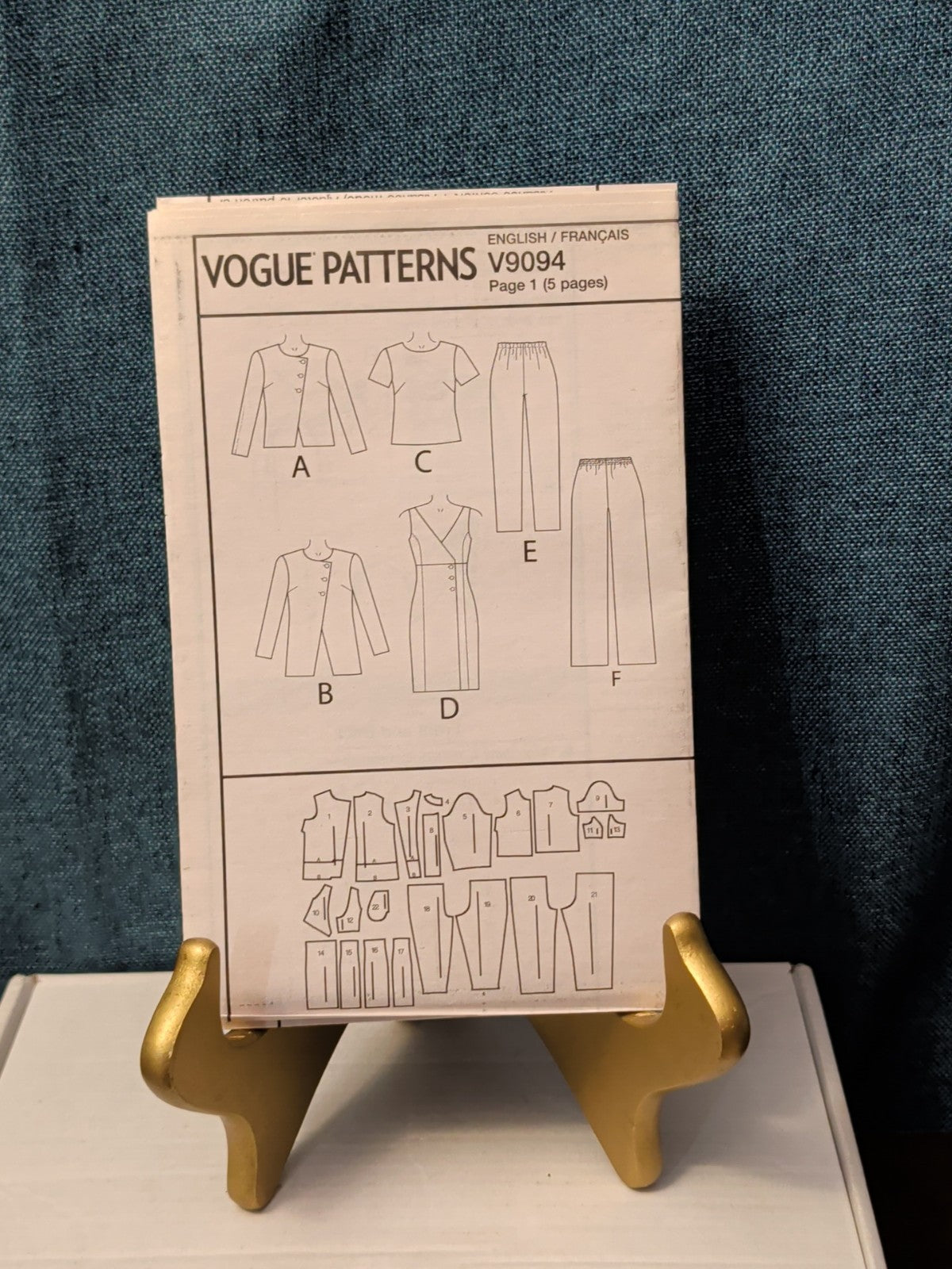 UNCUT Vogue V9094 (VP954) Pattern Asymmetrical Jacket Dress Pants Wardrobe 16-24