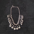Chunky Silver Bib Statement Necklace Black Cube Cascading Collar Choker Punk Mod