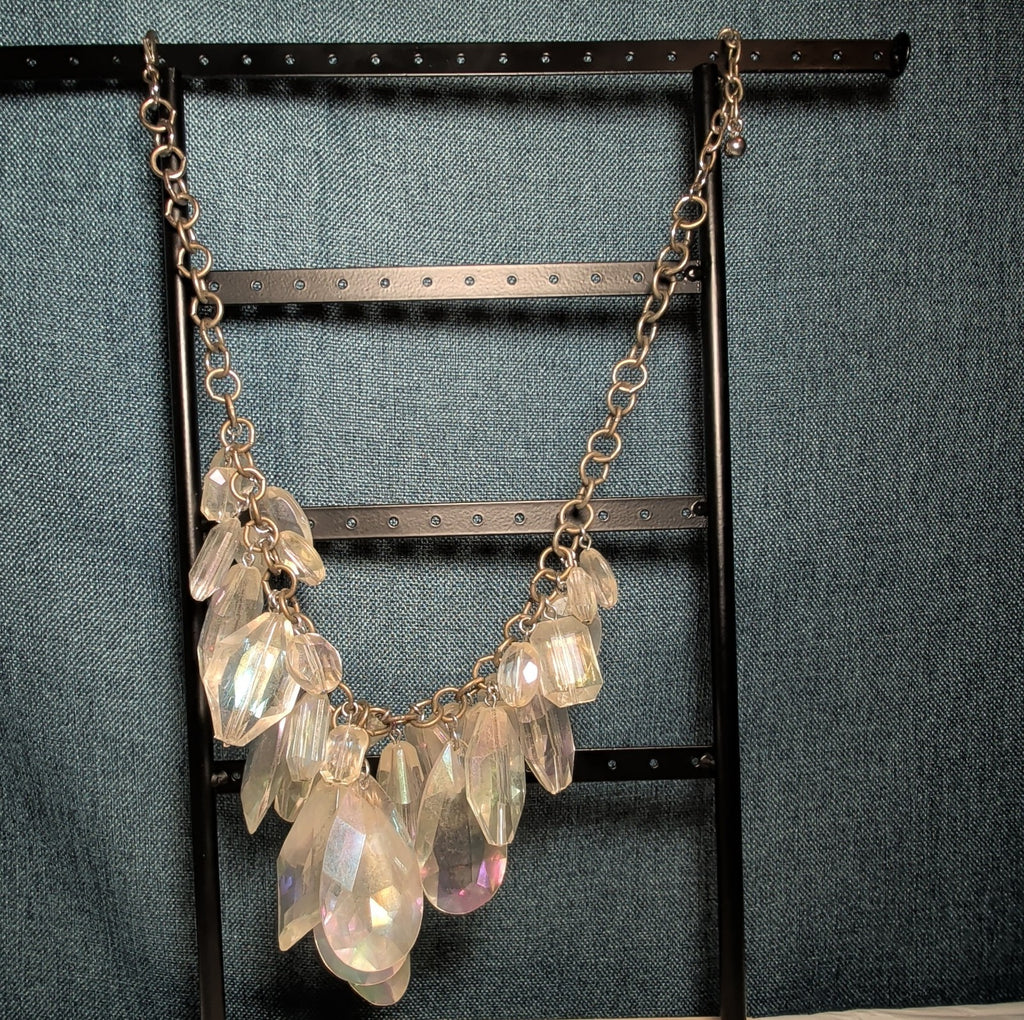 Traci Lynn Iridescent Statement Bib Necklace Earring Set Vintage Style