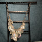 Traci Lynn Iridescent Statement Bib Necklace Earring Set Vintage Style