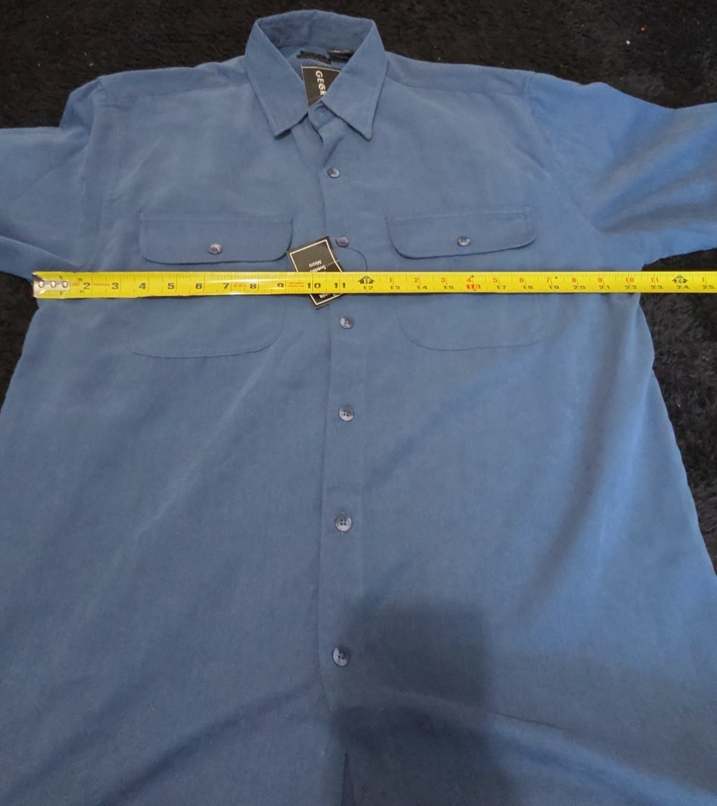 George Sueded Shirt Mens M Blue Long Sleeve Button Up NWT