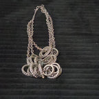 NY Collection Silver Tone Triple Chain Rhinestone Ring Cluster Necklace