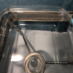 Silver Plated Double Chafer 8 Qt Buffet Server 2 Marinex Glass Pans Lion Feet