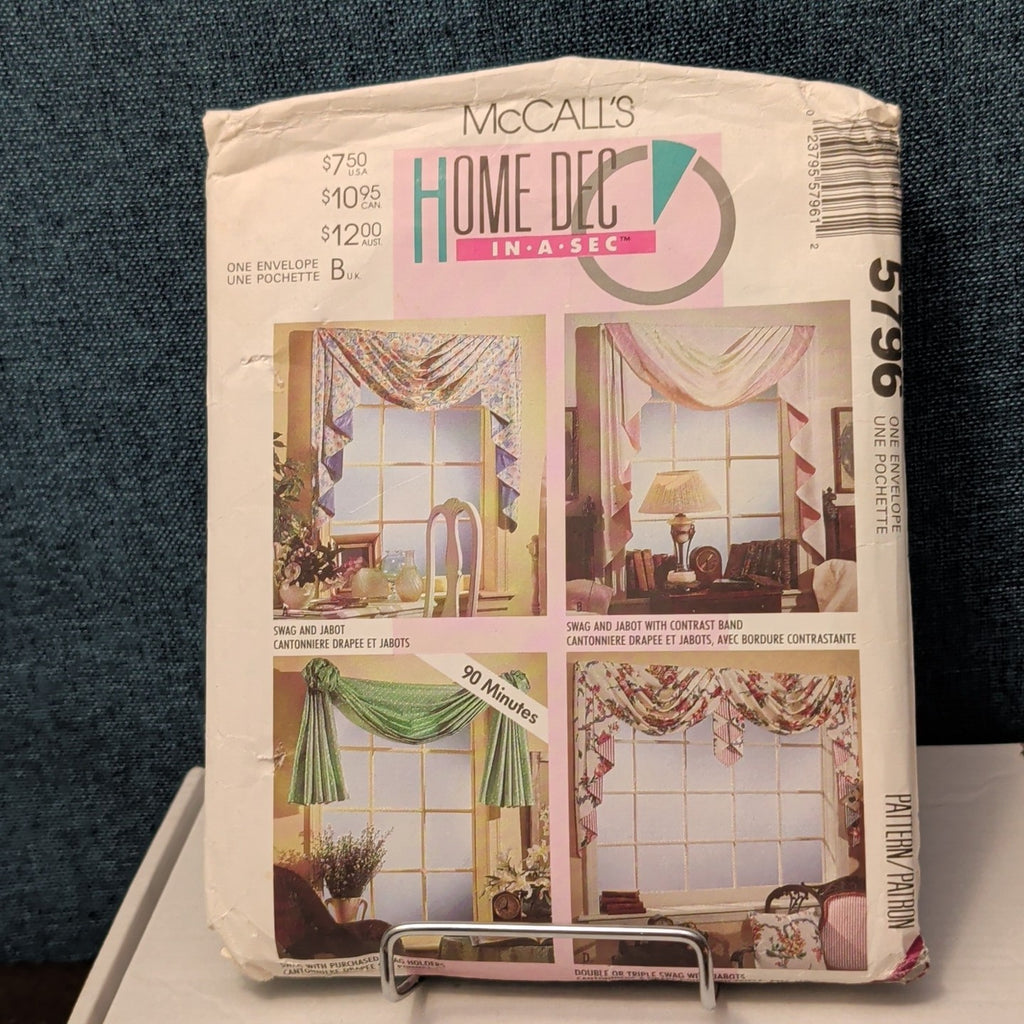 Vintage McCALL'S 5796 Sewing Pattern | Window Swags & Jabots | Curtains 1992 OOP