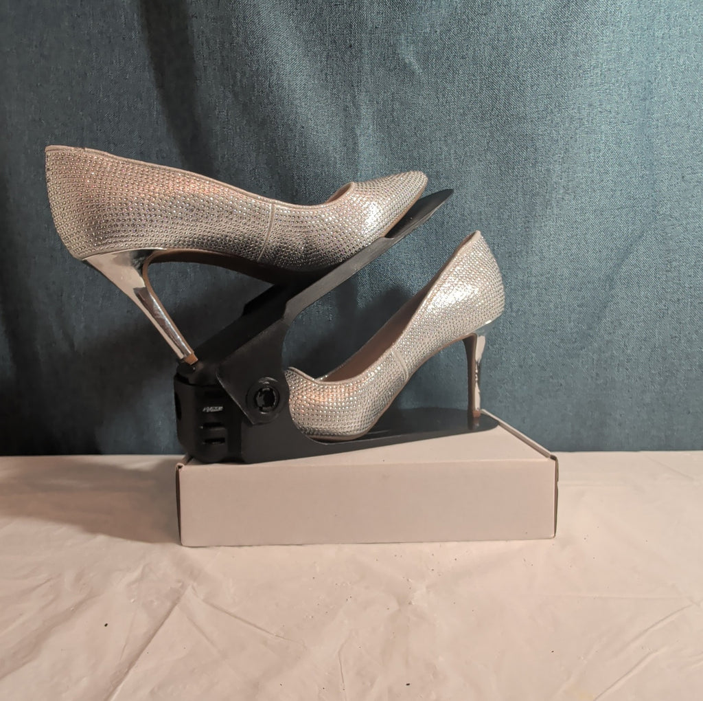 Jessica Simpson Lindiza Rhinestone Pumps 8M Silver Sparkly Stiletto Heels 39