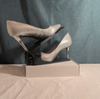 Jessica Simpson Lindiza Rhinestone Pumps 8M Silver Sparkly Stiletto Heels 39