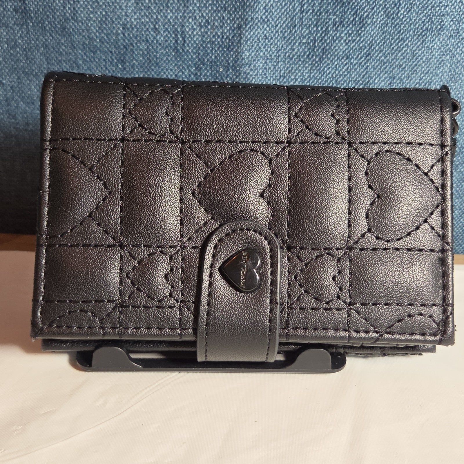 Betsey Johnson Luv Betsey Heart Quilted Wallet Y2K Goth