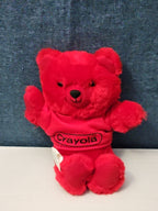 Vintage 1986 Crayola Teddy Bear Plush | Red Crayon Shirt | 7" Stuffed Animal |