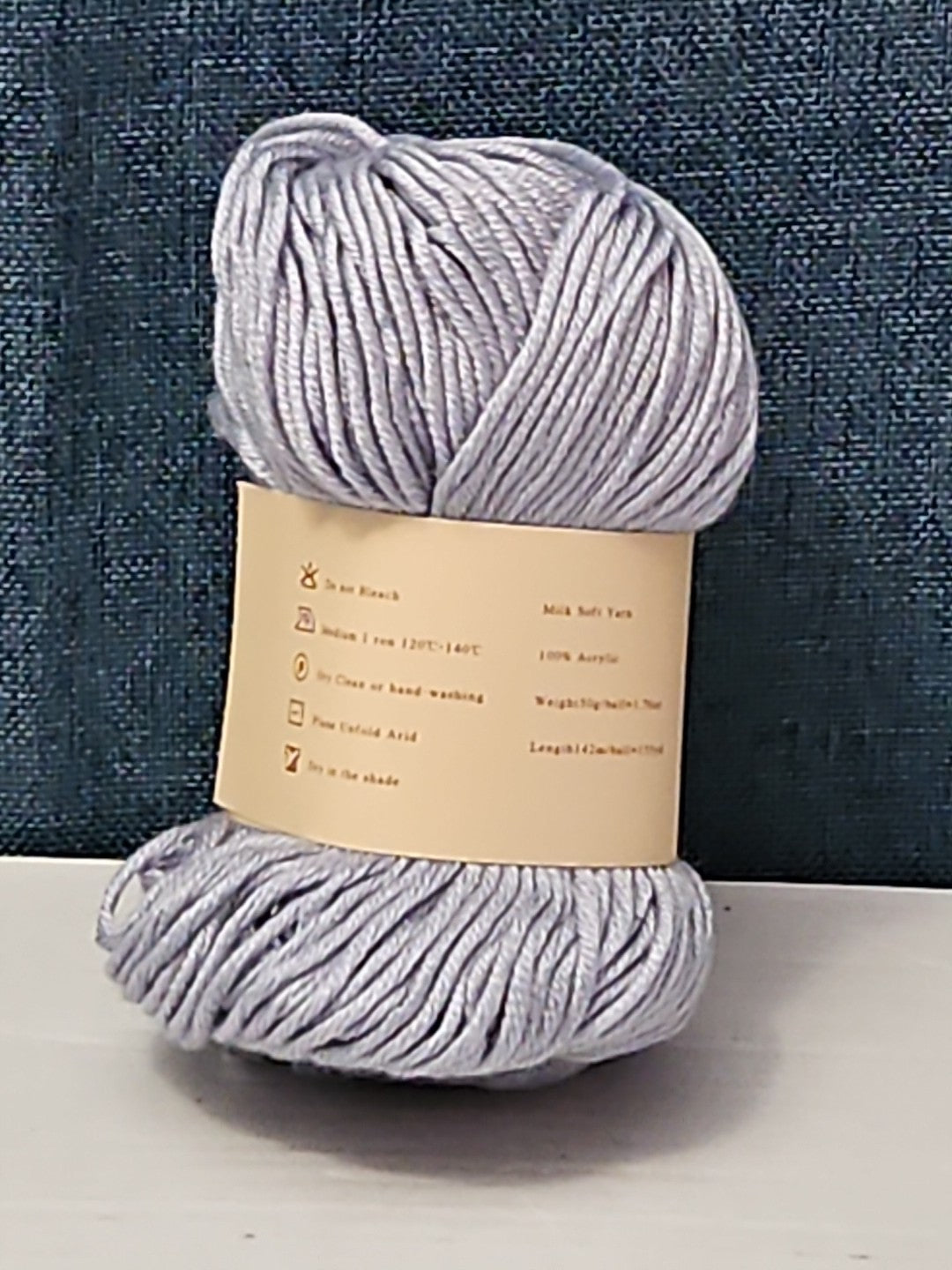 ThinkThings Milk Cotton Yarn | Soft Silver Grey 50g Skein Anti-Pilling