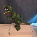 T-Rex Dinosaur Toy Soft Rubber Vinyl Tyrannosaurus Rex Green Black Stripe Figure