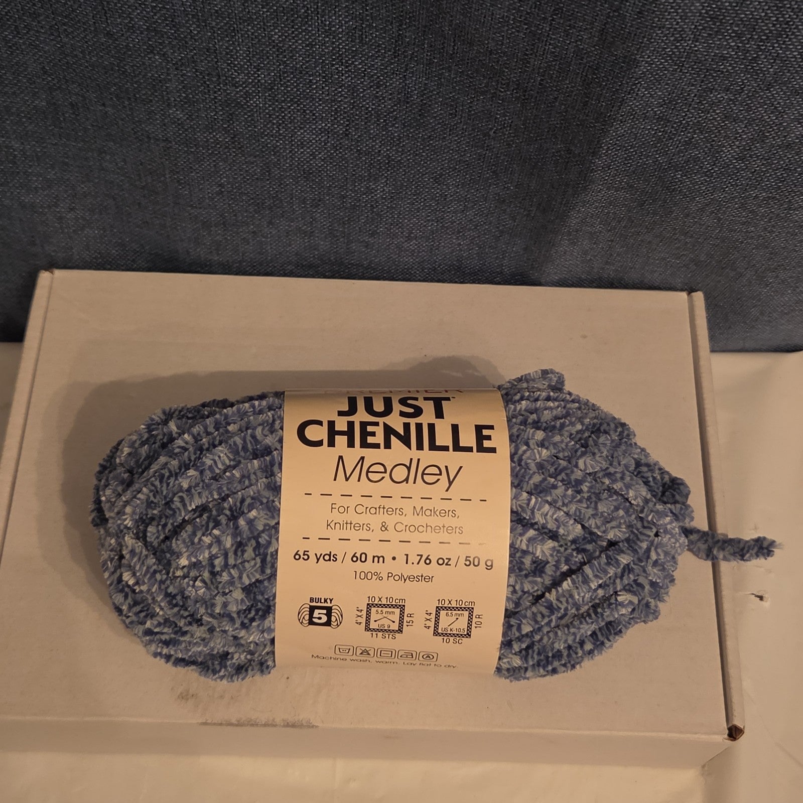 Premier Just Chenille Medley Yarn Navy Blue Lot 202 Bulky 5 Polyester
