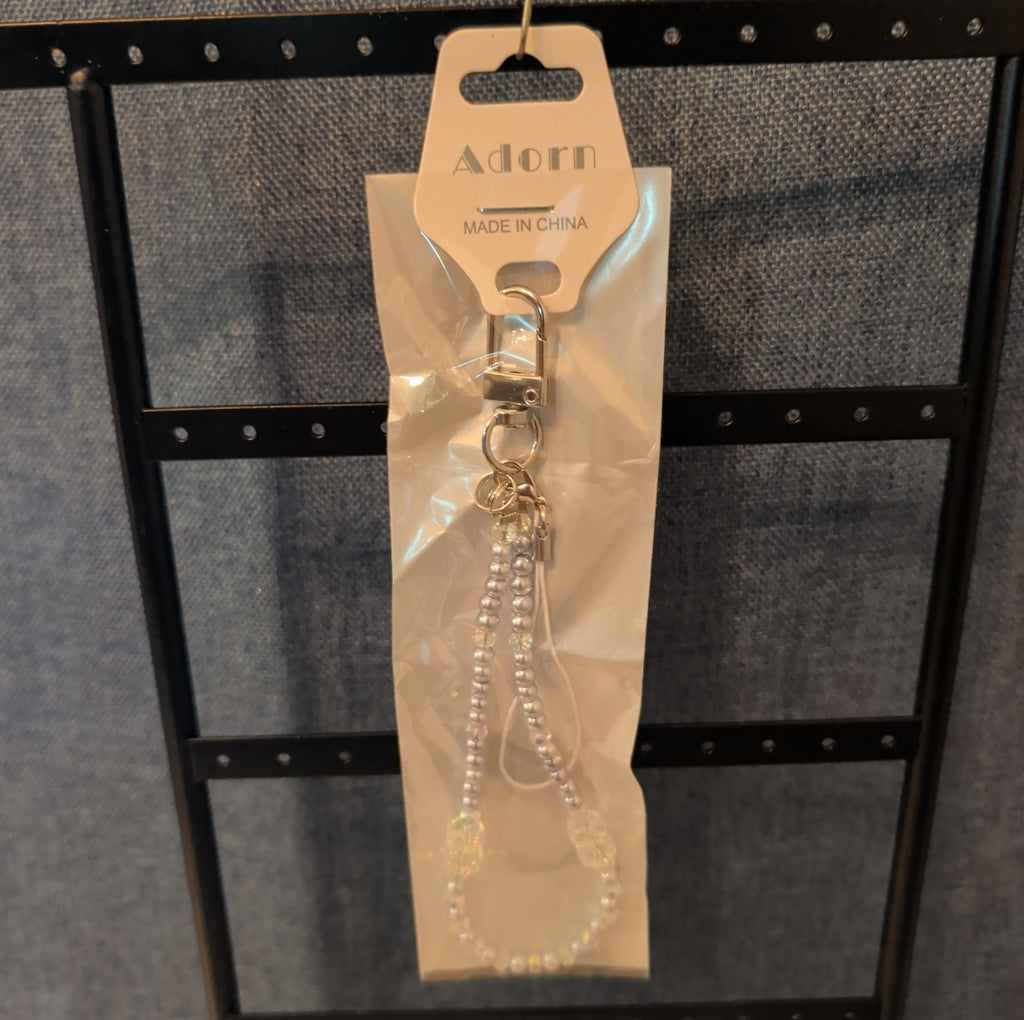 Adorn Beaded Phone Strap Charm Pearl Glass Crystal Y2K Keychain New Card